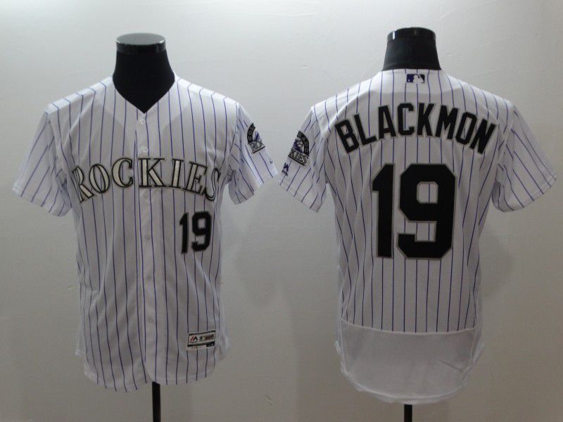 Men Colorado Rockies 19 Blackmon White Elite MLB Jerseys